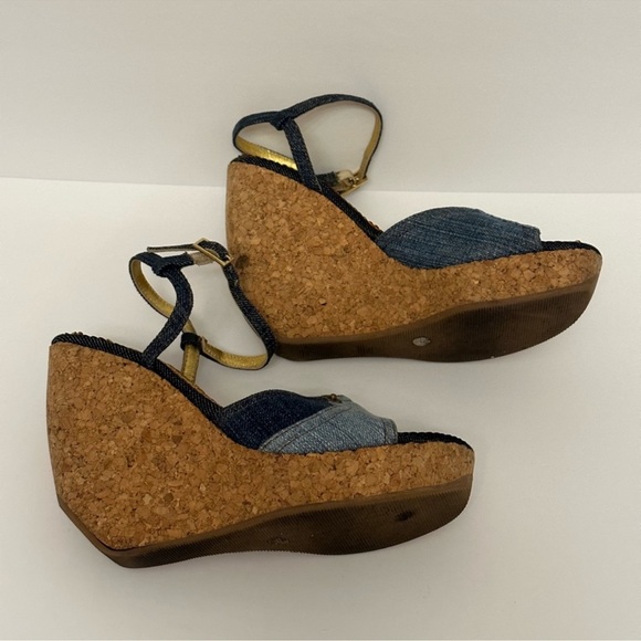 Dolce & Gabbana Vintage Blue Jean Cork Wedges size 35 - Picture 11 of 13